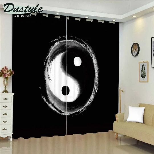 Painting Black And White Tai Chi Window Curtains