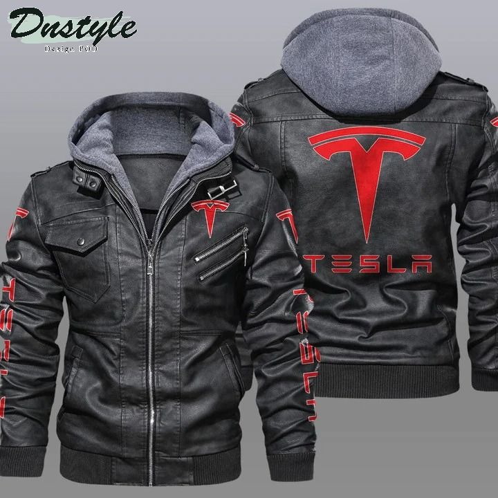Tesla hooded leather jacket