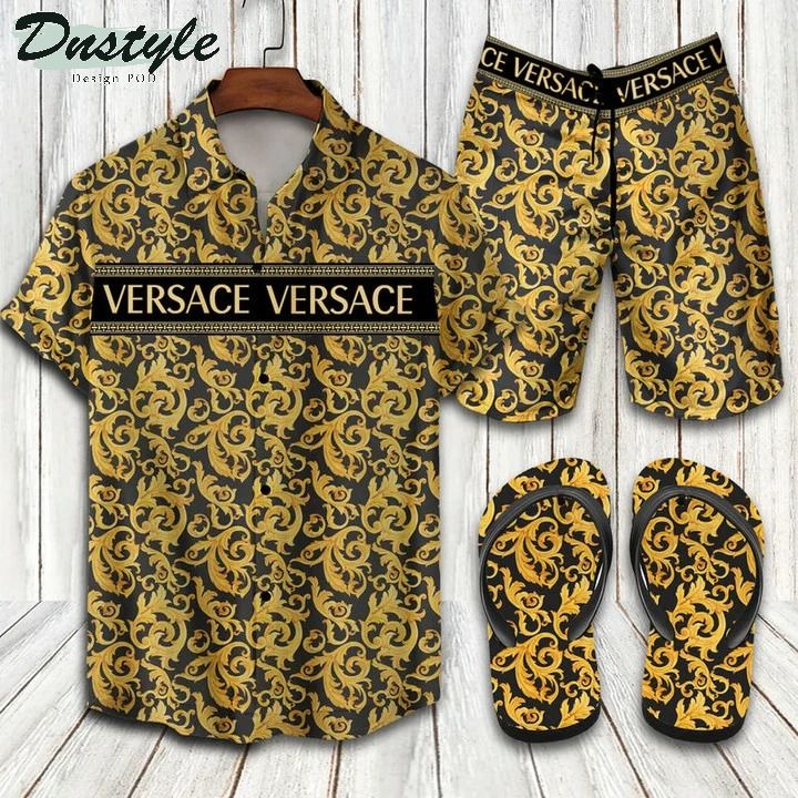 Versace Combo Hawaiian Shirt Short And Flip Flops