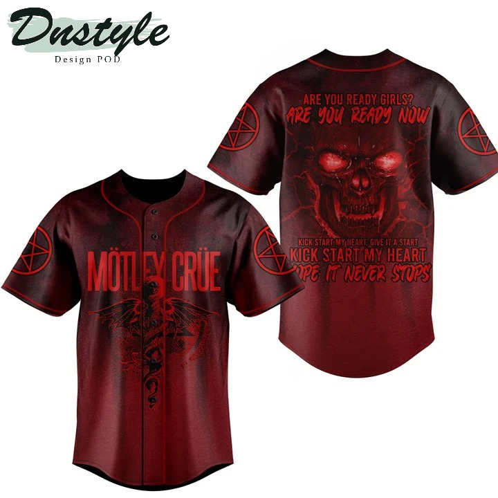 Motley Crue Red 3D All Over Printed Baseball Jersey