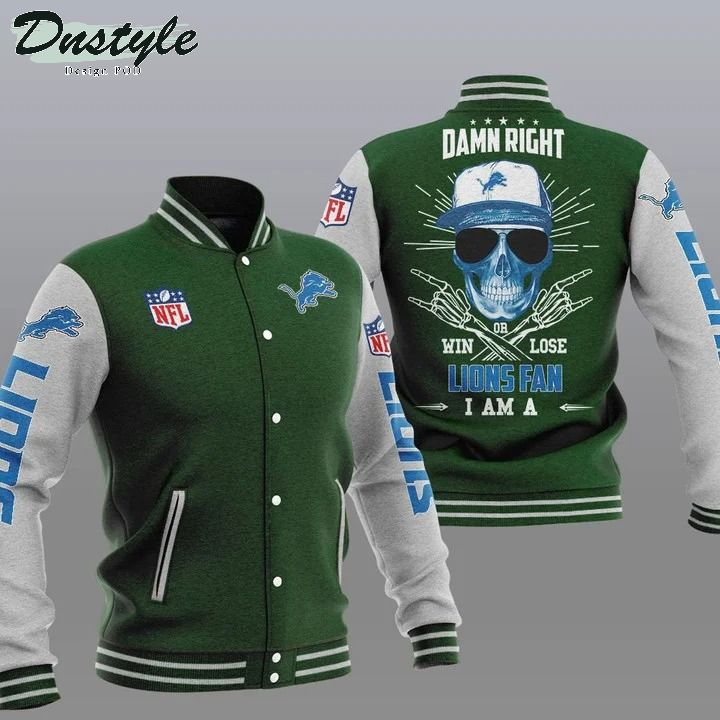 Detroit Lions NFL Damn Right Varsity Baseball Jacket