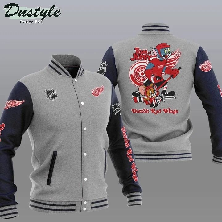 Detroit Red Wings NHL Tom And Jerry Varsity Baseball Jacket