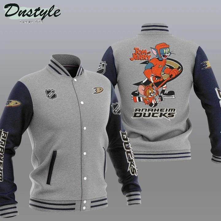 Anaheim Ducks NHL Tom And Jerry Varsity Baseball Jacket