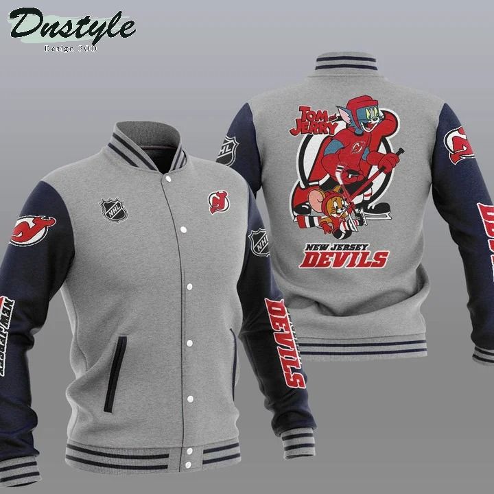 New Jersey Devils NHL Tom And Jerry Varsity Baseball Jacket