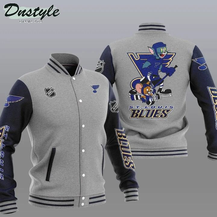 St Louis Blues NHL Tom And Jerry Varsity Baseball Jacket