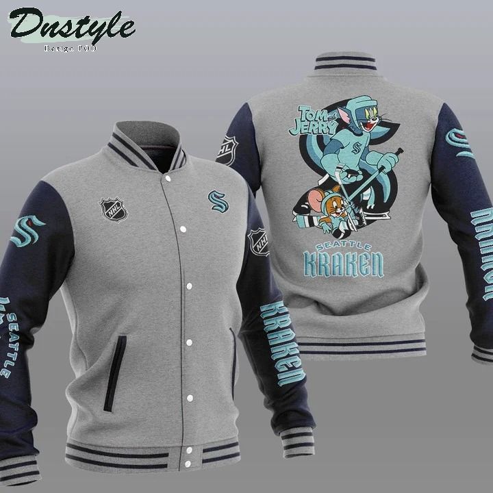 Seattle Kraken NHL Tom And Jerry Varsity Baseball Jacket