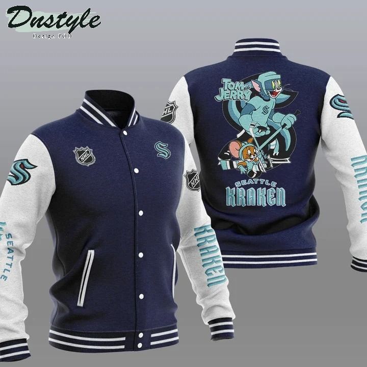 Seattle Kraken NHL Tom And Jerry Varsity Baseball Jacket