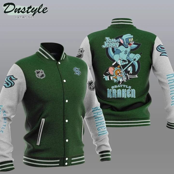 Seattle Kraken NHL Tom And Jerry Varsity Baseball Jacket