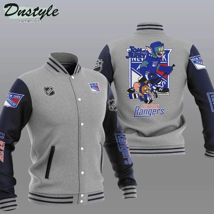New York Rangers NHL Tom And Jerry Varsity Baseball Jacket