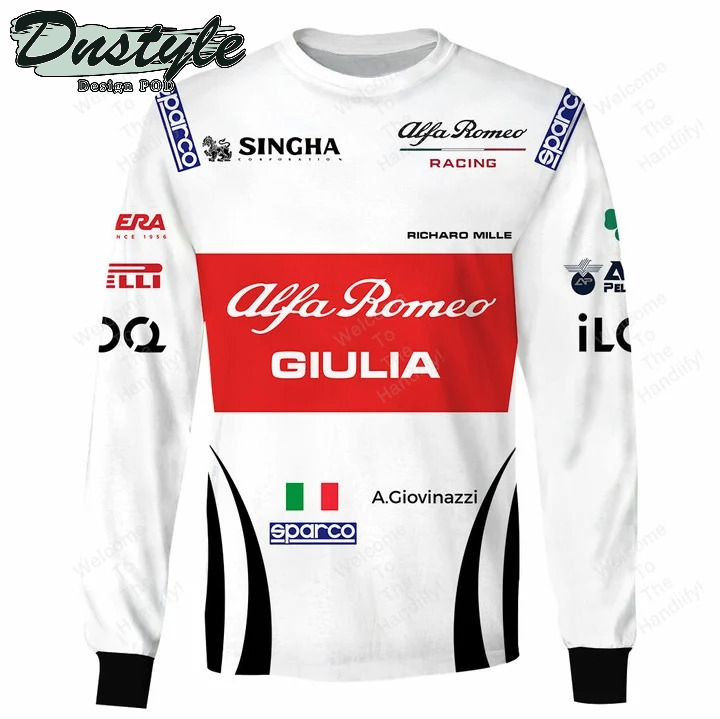 Antonio Giovinazzi Alfa Romeo Racing Giulia Singha White All Over Print 3D Hoodie