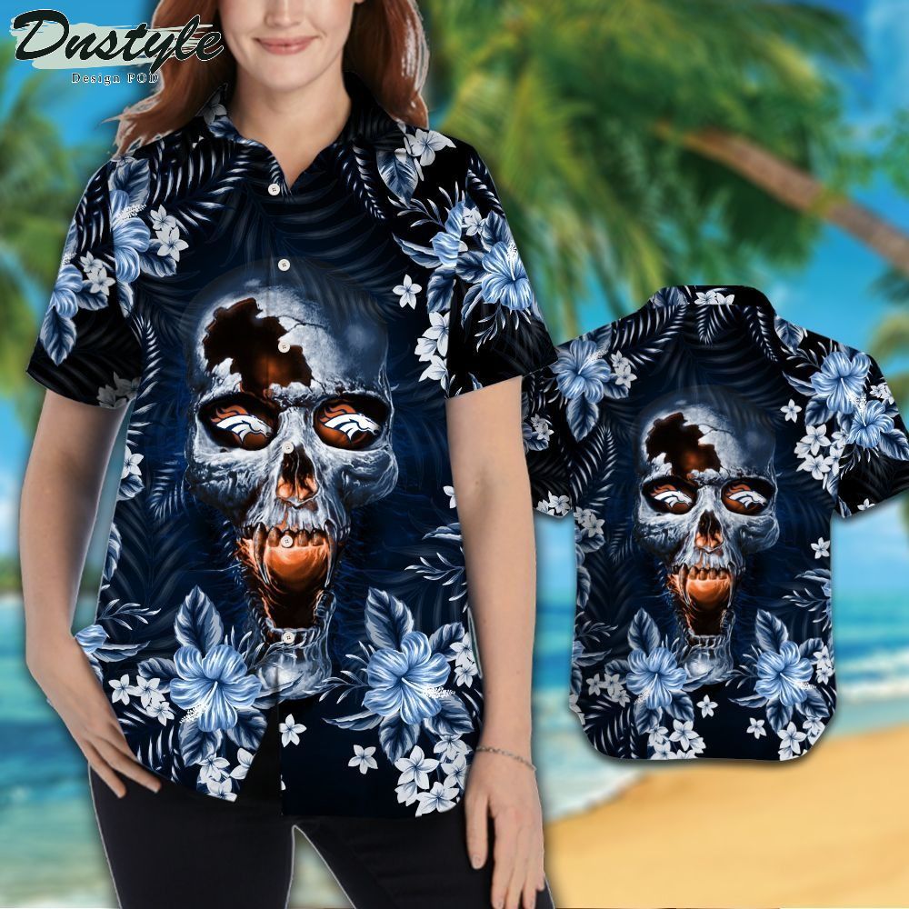 Denver Broncos NFL Skull Tropical Aloha Hawaiian Shirt