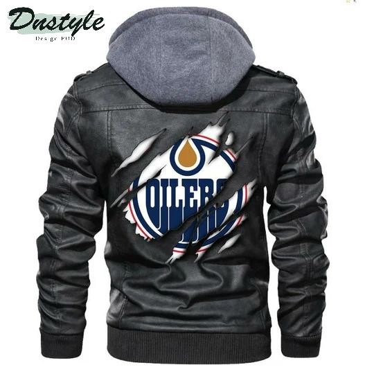 Edmonton Oilers Nhl Hockey Sons Of Anarchy Black Leather Jacket