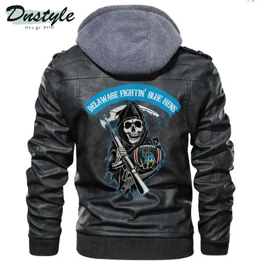 Delaware Fightin' Blue Hens NCAA Football Sons Of Anarchy Black Leather Jacket