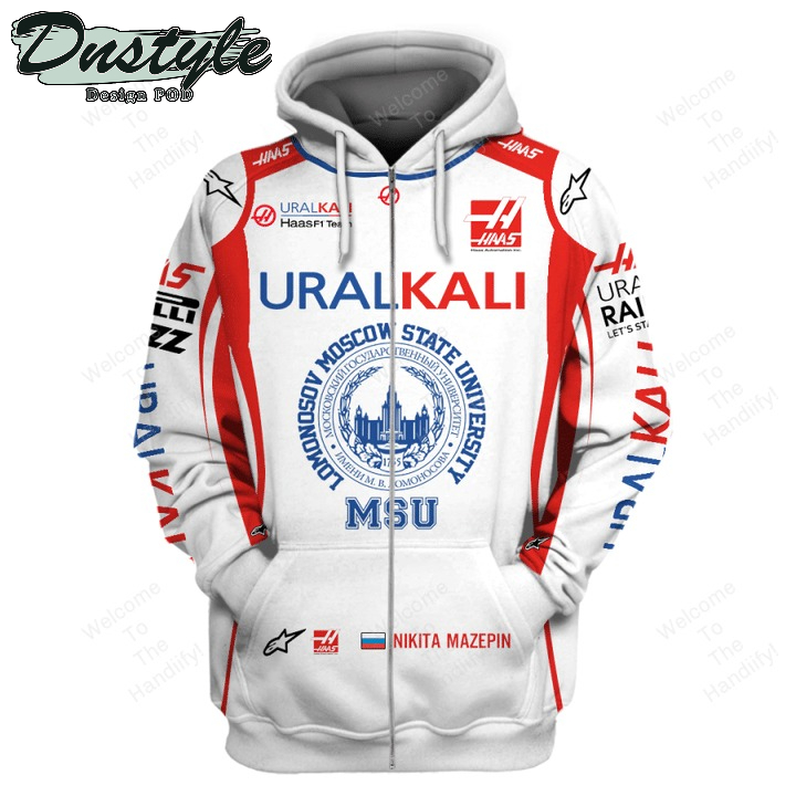 Nikita Mazepin Haas F1 Team Racing Uralkali Msu White All Over Print 3D Hoodie