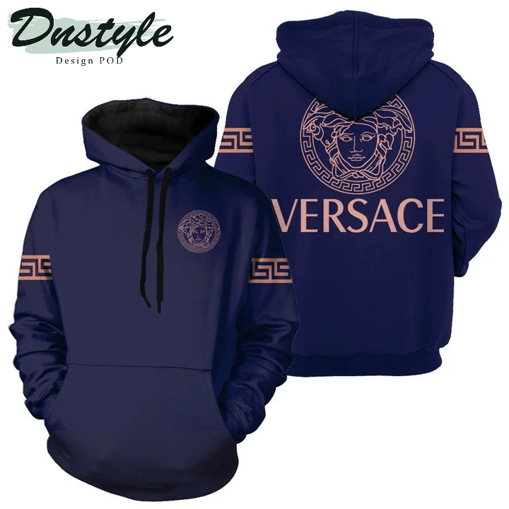 Versace Dark Blue All Over Print 3D Hoodie