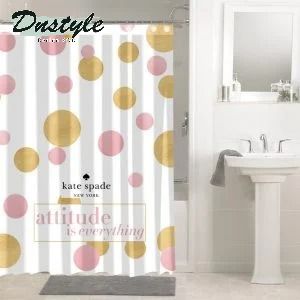 Gold Pink Polkadot Kate Spade New York Shower Curtain Waterproof Bathroom Sets Window Curtains