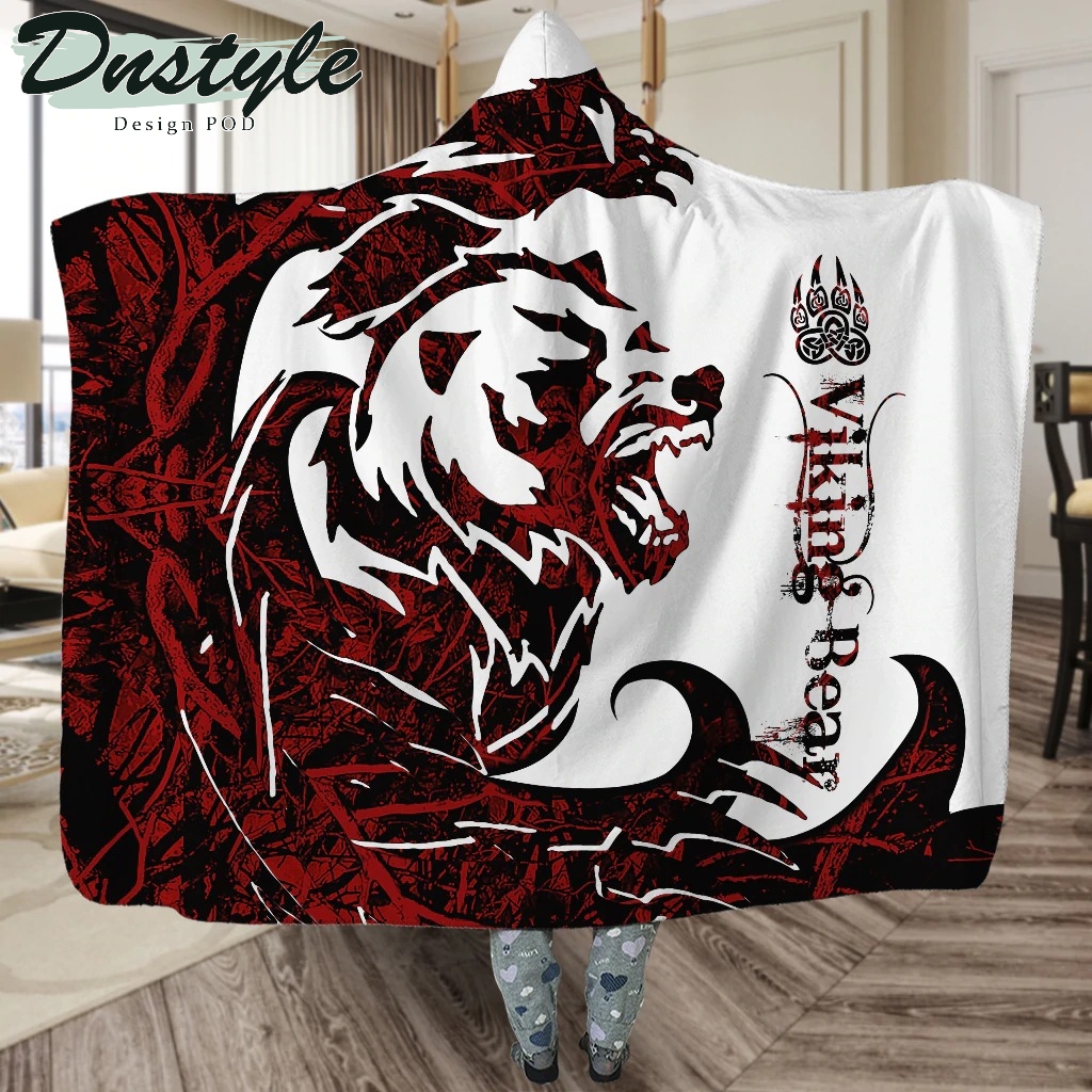 Viking Bear Legend Red And White Style 01 Hoodie Blanket