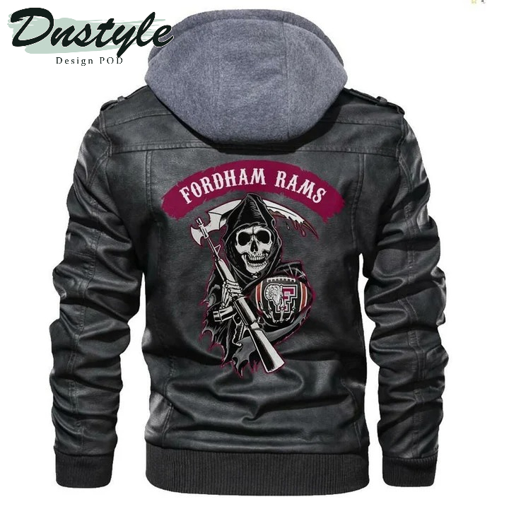 Fordham Rams NCAA Football Sons Of Anarchy Black Leather Jacket