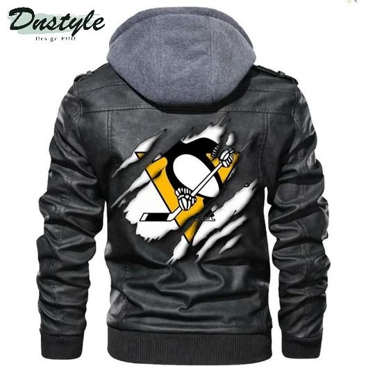 Pittsburgh Penguins Nhl Hockey Sons Of Anarchy Black Leather Jacket