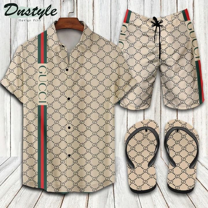 Gucci Combo Hawaiian Shirt Short And Flip Flops