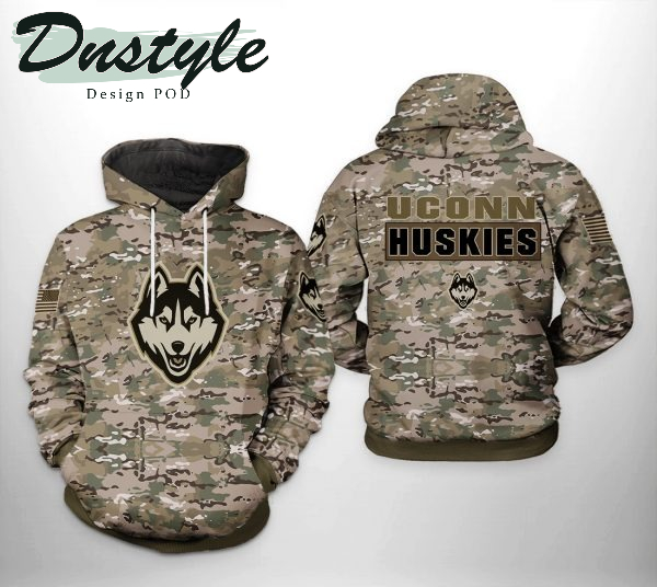 UConn Huskies NCAA Camo Veteran 3D Printed Hoodie
