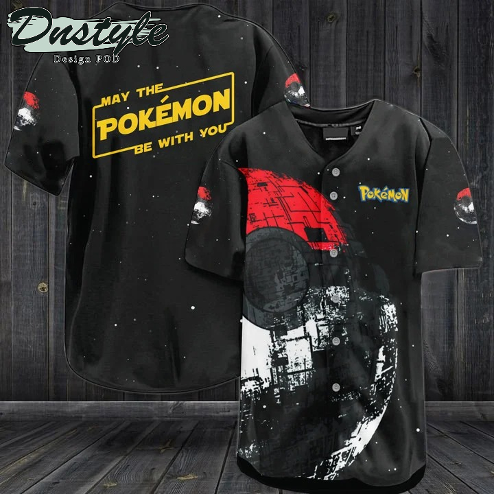 Pokemon Poke Ball May The Pokemon Be With You All Over Print 3D Black Baseball Jersey