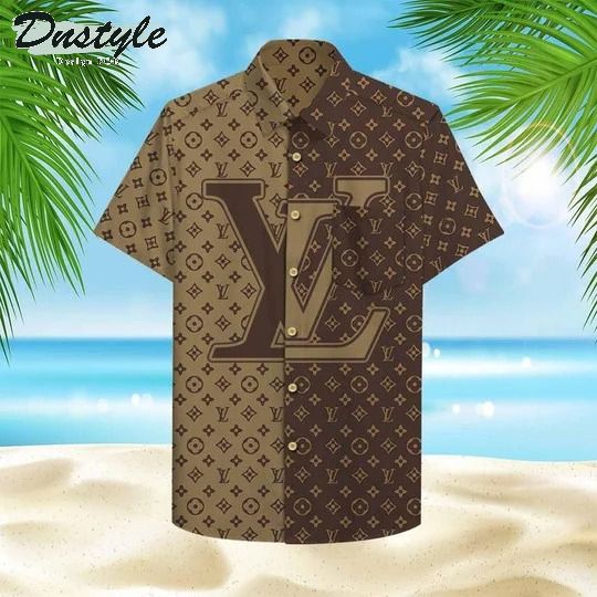 Louis Vuitton Brown Flip Flops Combo Hawaii Shirt Shorts