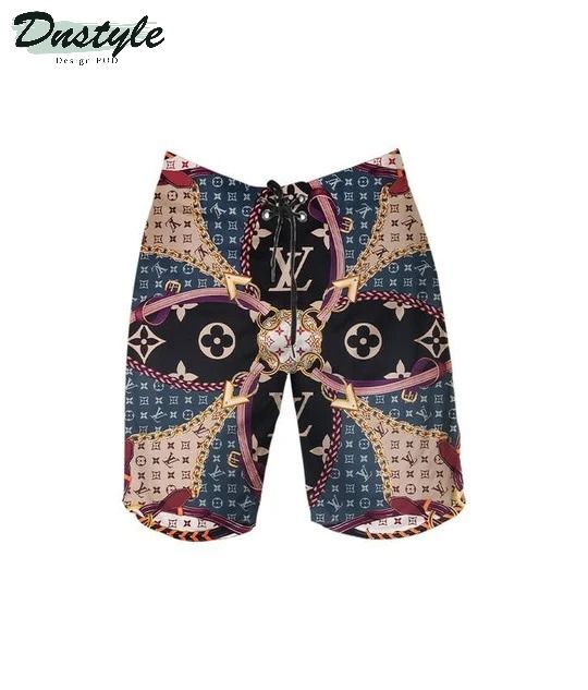 Louis Vuitton Black Collection Combo Hawaii Shirt Shorts Flip Flops