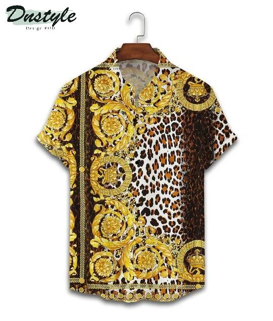Versace Leopard Skin Hawaiian Shirt Shorts And Flip Flops