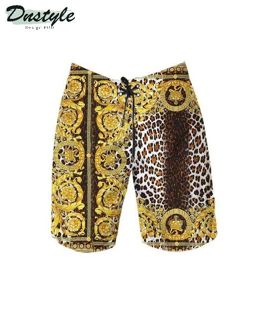 Versace Leopard Skin Hawaiian Shirt Shorts And Flip Flops