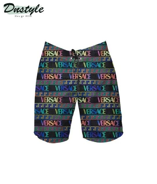 Versace Color Hawaiian Shirt Shorts And Flip Flops