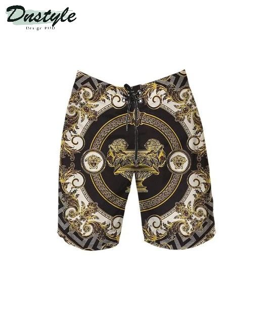 Versace Gold Black Hawaiian Shirt Shorts And Flip Flops