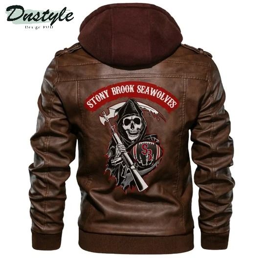 Stony Brook Seawolves Ncaa Football Sons Of Anarchy Brown Leather Jacket