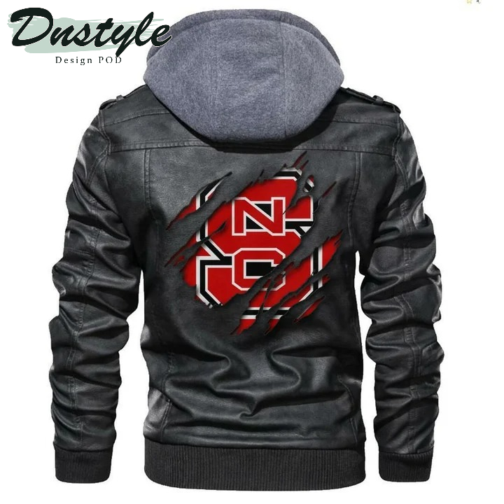 North Carolina State NCAA Black Leather Jacket