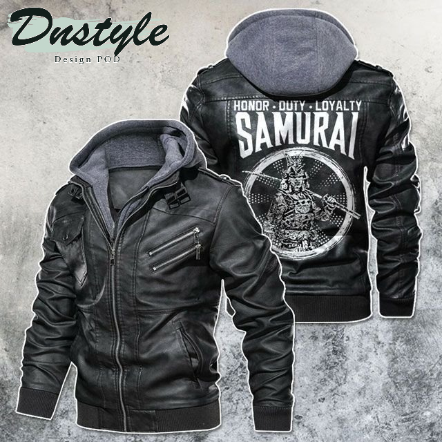 Honor Duty Loyalty Samurai Motorcycle Rider Leather Jacket