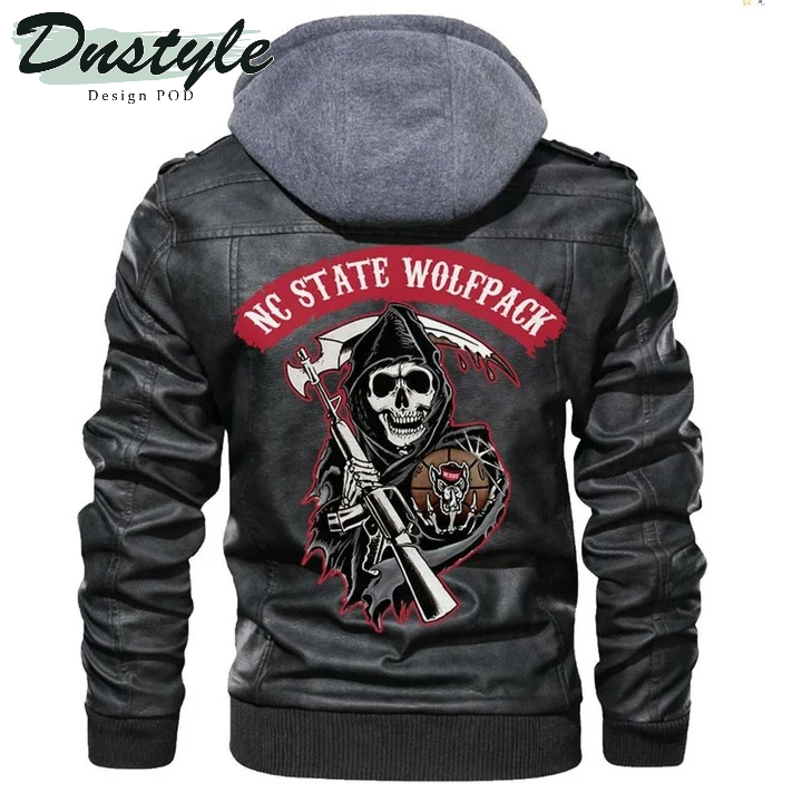 Nc State Wolfpack NCAA Basketball Sons Of Anarchy Black Leather Jacket