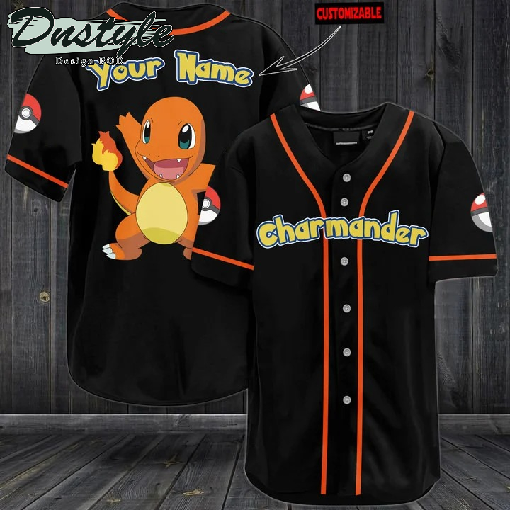 Pokemon Charmander Personalized Black Baseball Jersey