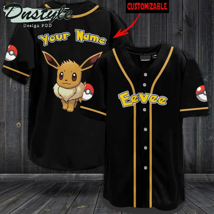 Pokemon Eevee Personalized Black Baseball Jersey