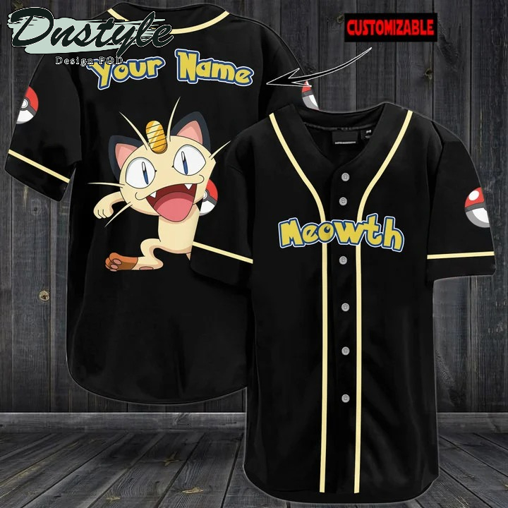 Pokemon Meowth Black Baseball Jersey 