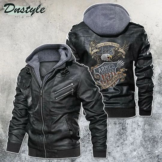 Armed Forces Strong And Free Eagle Leather Jacket