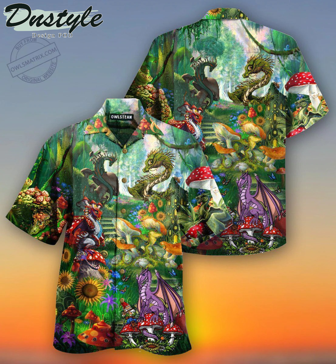 Hippie Magic Mushrooms Dragon Hawaiian Shirt