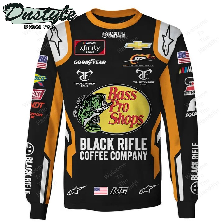 Noah Gragson Jr Motorsports Racing Bass Pro Shops Black Rifle Coffee Company Black All Over Print 3D Hoodie