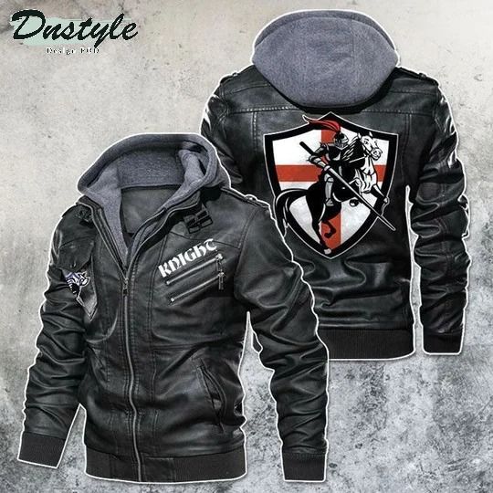 United Kingdom Mercenary Knight Motorcycle Rider Leather Jacket