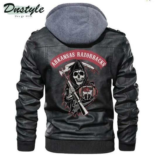 Arkansas Razorbacks Ncaa Football Sons Of Anarchy Black Leather Jacket