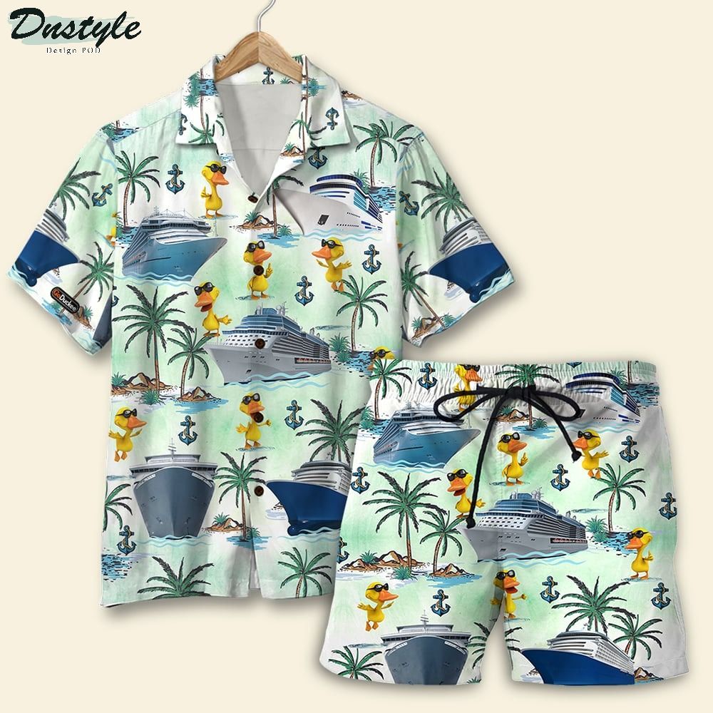 Cruising Duck Palm Tree Pattern Hawaiian Shirt