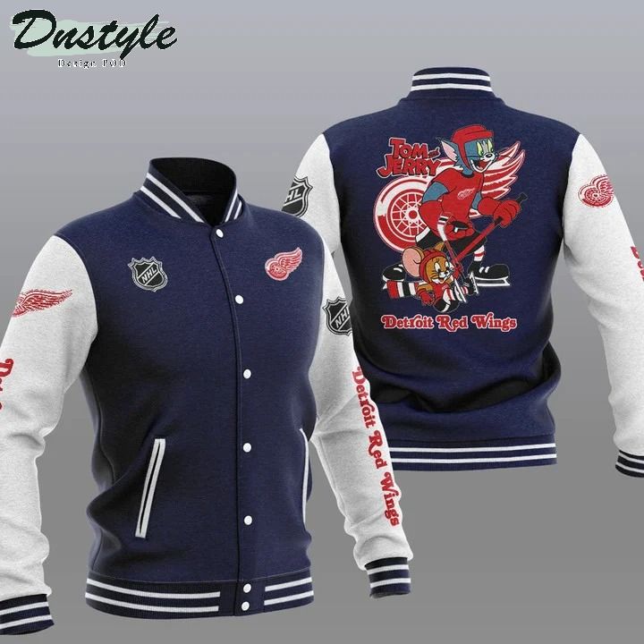 Detroit Red Wings NHL Tom And Jerry Varsity Baseball Jacket
