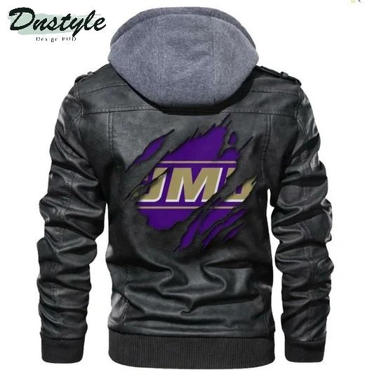 James Madison Dukes NCAA Black Leather Jacket