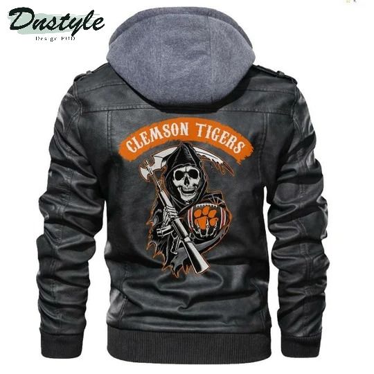 Clemson Tigers NCAA Football Sons Of Anarchy Black Leather Jacket