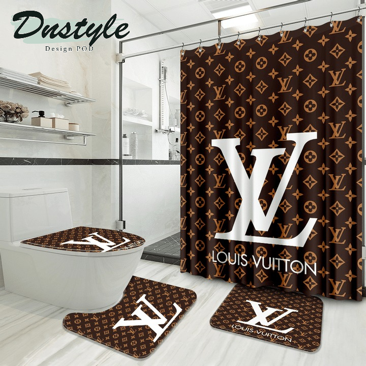 Louis Vuitton Brand Bathroom Luxury, Louis Vuitton Shower Curtain And Rug Set