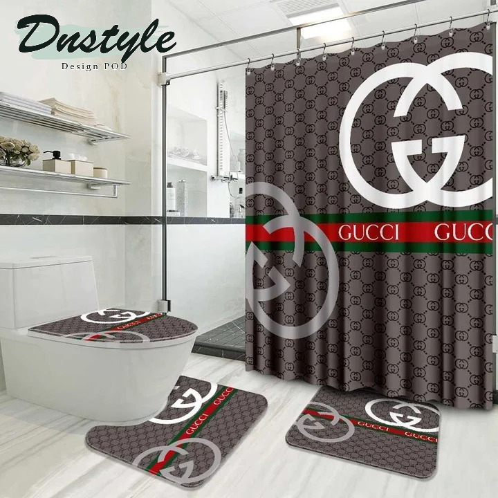 Gucci Luxury Fashion Brand Bathroom Set Shower Curtain #2032